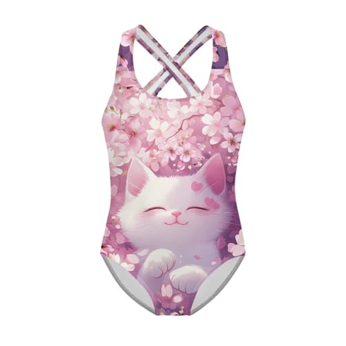 Image of One Piece Swimsuit for Girls Kids Quick Dry Bathing Suit with Crossback Strap Summer Beach Swimwear Size 5T-14