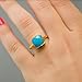 LRGKMCWTOB 925 Sterling Silver Bohemia Chic Square Turquoise Ring Fashion Rings Stackable Ring Natural Turquoise Jewelry Birthday (Size 10)