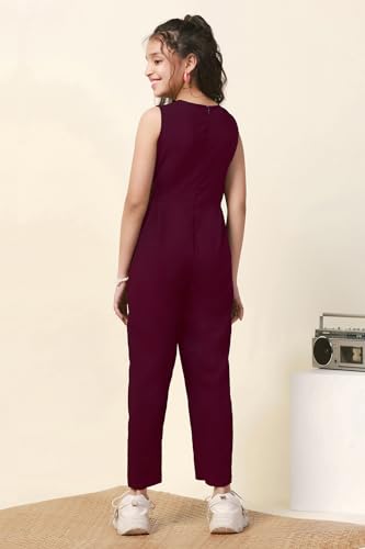 Image of Fashion Dream Girl's Ankle Length Solid Jumpsuit