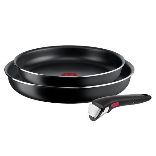 Tefal Ingenio Easy On 3-teiliges Pfannenset abnehmbarer Griff, 24/28 cm, stapelbar, platzsparend, Pfannen mit Antihaftversiegelung, einfache Handhabung und Reinigung, L15993