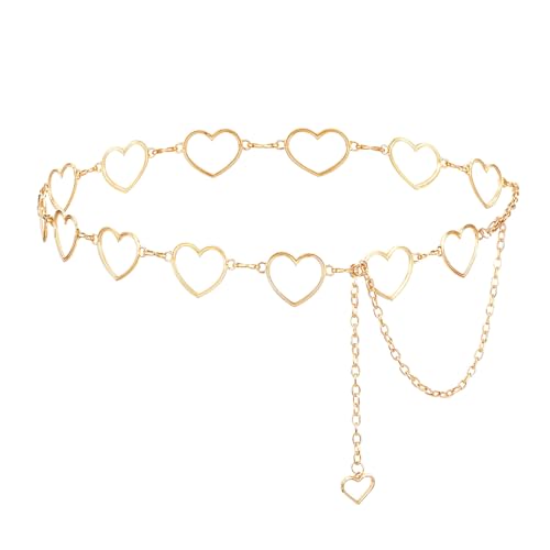 Kettengürtel Herz Gürtel Kette Damen Taillenkette Verstellbarer Taillenketten Metall Mode Taillengürtel Verstellbare Hohlen Design Taille Modischer Bauchkette für Kleider Jeans