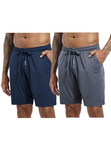 SlumberMee Mens Pajama Bottoms Viscose Made from Bamboo Sleep Shorts with Pockets and Fly Lounge Pants Sleepwear Multipack