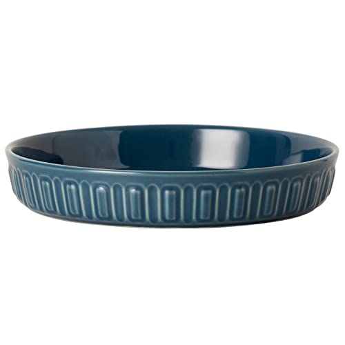 Fun Elements Shallow Dog Bowls 10.5 Ceramic Large Food Plate for Small Medium and Large Breeds Non-Slip Flat and Wide Dishwasher Safe Suitable for Dogs and Cats (Blue)