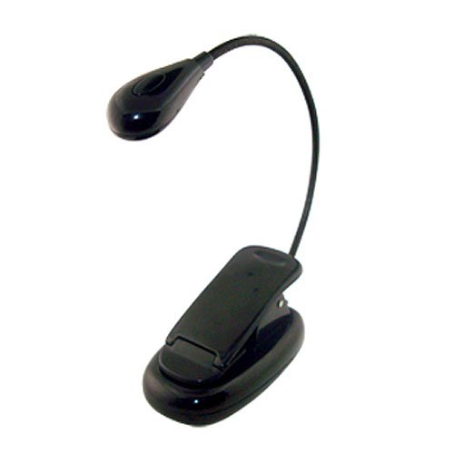 Eye Care Black Clip-On LED Book Lightweight Light for Reading Bed Travel