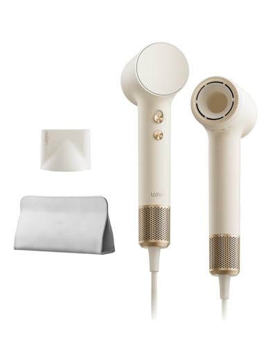 Laifen Mini Secador de Pelo 200M Iones Motor sin Escobillas de 110K RPM Secado Rápido Control Inteligente de Temperatura Modo Niños Boquilla Magnética Ligero 299g Viaje Rizado Alisado (Arena Dorada)