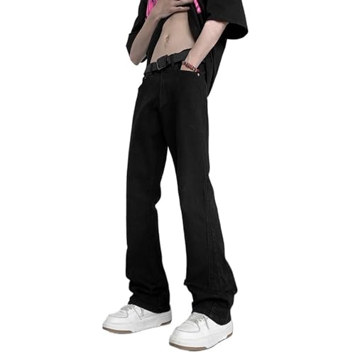 Men Loose Street Casual Denim Pants Y2K Classic Elastic Straight Trousers Vintage Stretchy Bell Bottom Jeans