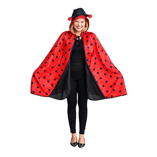 Ikumaal Marienkäfer-Kostüm, An82, Umhang für Erwachsen-e Männer Frau-en, Marien-Käfer Kostüm-e Fasching Karneval Fasnacht Faschingskostüm-e Karnevalskostüm-e