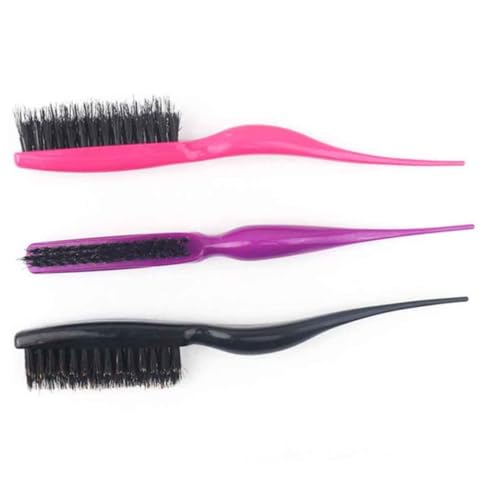 WRITWAA 4pezzi Spazzola Per Cotonare Setole Di Cinghiale Per Capelli Design Punta Arrotondata Manico Ergonomico Leggero e Portatile Per Viaggio e Vacanza