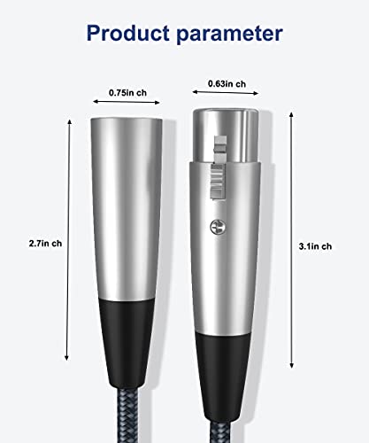 Akoada 2 Pack Xlr Microphone Cable 3.3 Ft, 3 Pins Xlr Cable Male To Female Mic Cord Compatible With Microphones, Speaker Systems, Stage Lighting And More #TOP1