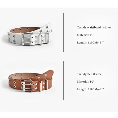 Skinny Belts, Waist Belt Women's Belts Fashion Star Eye Decoration Double Row Adjustable Versatile3