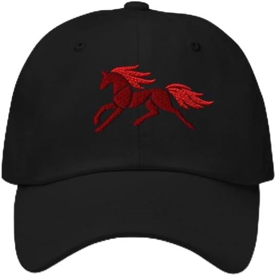 Fire Horse Embroidered Dad Hat – Black Adjustable Cap Lunar New Year