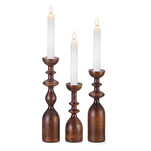 HOWSILAY Candle Holder Wood Candle Holders for Table Centerpiece Candlestick Holders Modern Farmhouse Decor Candlesticks fits 3/4" or 7/8" Taper Candle and Dia 1.5" Led Tea Lights or Pillar Candles