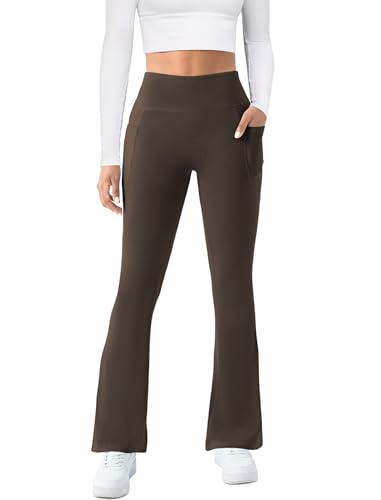 Image of COPYLEAF Womens Yoga Pants with Pockets High Waisted Flare Leggings Bell Bottom Yoga Dress Pants Seamless Bootcut Pants