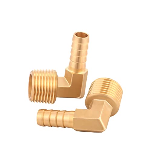 Enoch'S Land Brass Hose Barb,90 Degree Elbow,3/8 Inch Barb X 3/8 Inch Npt Male,Brass Barb For Water/Fuel/Air thumb #2