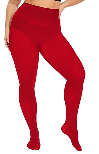 Image of DUCMODA Plus Size Tights for Women, Ultra Soft Solid Color Semi-Opaque Pantyhose, Nylon High Waist Stockings 1X 2X 3X 4X
