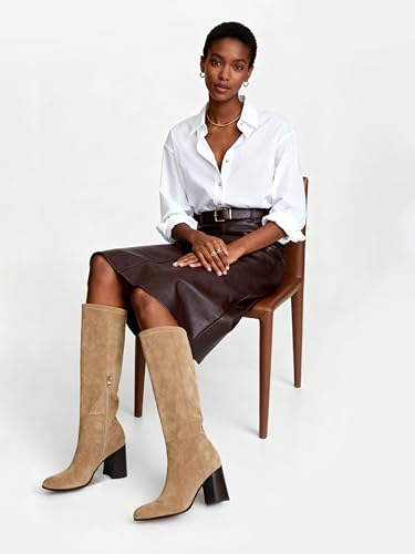 Image of Women's Knee High Boots Faux Leather Square To Tall Boots Fashion Chunky Block Heel Long Boots with Side Zip