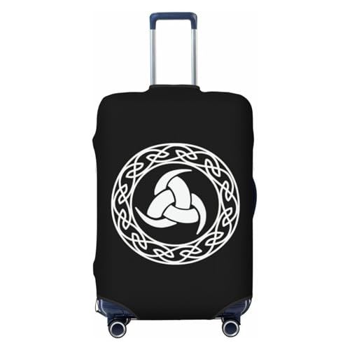 Norse Mythology Viking Travel Luggage Cover Suitcase Protector Fits 26-28 Inch Case(Black,L)