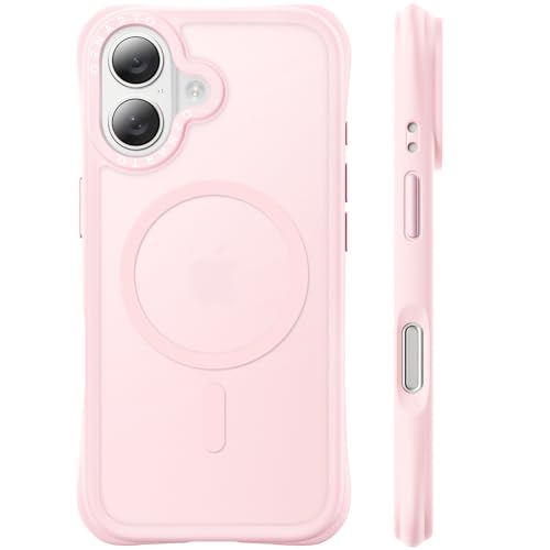 ORNARTO for iPhone 17 Case 6.3 20FT Military-Grade Drop Protection Compatible with MagSafe Slim Matte Clear Anti-Fingerprint Shockproof Protective Cover Chalk Pink