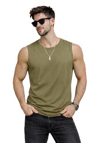 Image of JUGULAR Tank Tops Sleeveless T-Shirt for Men Gym Wear Vest Solid Stylish Round Neck Running for Sports Workout Fitness & Casual or Beach Wear