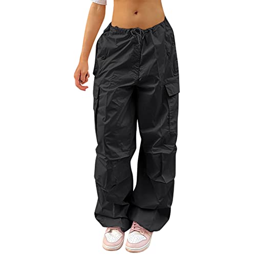 Damen Cargo Hose Cargohose Baggy Hose y2k Track Pants Niedrige Taille...