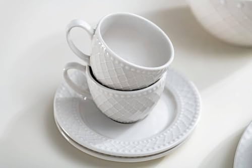 BRANDANI SET DI 2 TAZZINE CAFFE' PORCELLANA BIANCA BORLESQUE 53500