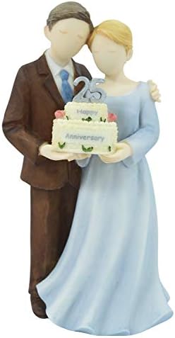 Heart to Heart 25th Wedding Anniversary Celebration Couple Ceramic Figurine
