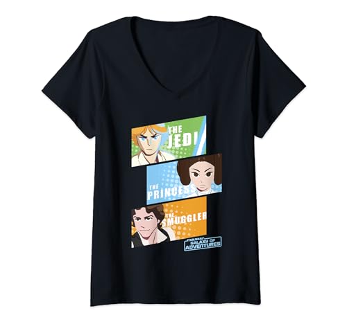T-shirt Star Wars Jedi femme Princess Smuggler haut col V mode geek chic