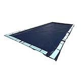 SWIMLINE HYDROTOOLS Super Guard Heavy Duty Pool Cover For Above Ground Swimming Pools |21 X 37 FT Cover | Blue / Black | Water Tube Sleeves | UV Protected For 16X32 FT Rectangle Pools | CO82137R