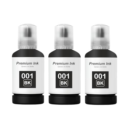 Image of 001 Ink Compatible with Epson L3110, L3150, L3152, L3156, L3210, L3211, L3215, L3216, L3250, L3252, L4260, L5190, L1110, L4150, L6170, L4160 Printer (001 Black Ink 3 Pcs)