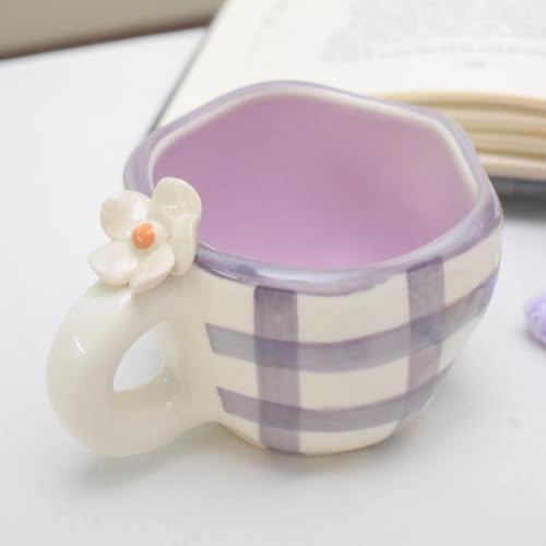 Image of Daisy Ceramic Mug | Handmade Cup | Gift to Best Friend | Aesthetic Cute Mug | Coffee Tea /Milk Mugs (Purple)