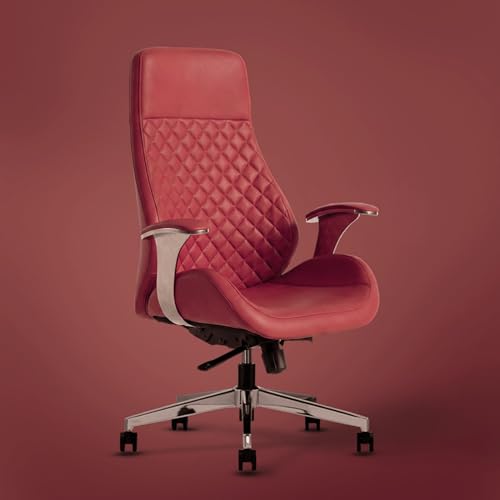 Image of Kepler Brooks Premium Executive Office Chair | Ergonomic High Back Leatherette Chair with Quilted Design, Adjustable Height & Multi Lock Recliner Tilt | Heavy-Duty Metal Base | Maroon