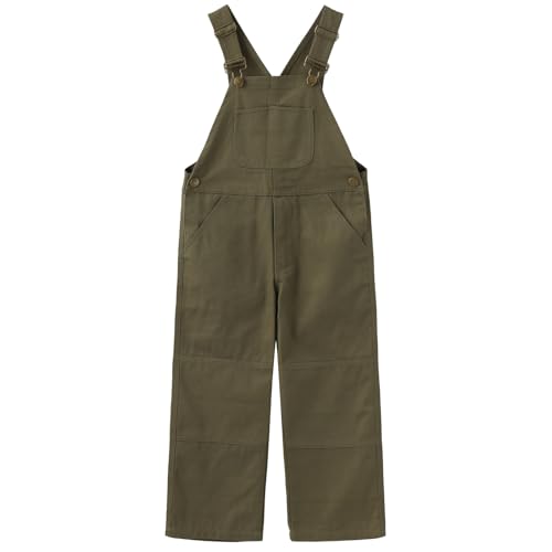 GRANDWISH Boys Canvas Bib Overalls Kids Olive Overalls Size 12