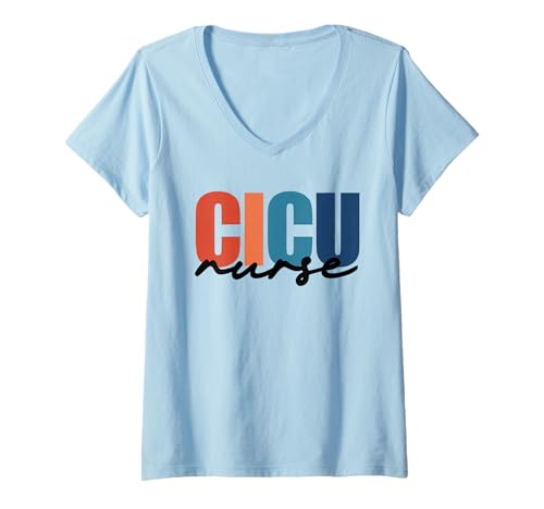 Femme CICU Nurse RN Unité de soins intensifs cardiaques pour infirmière T-Shirt avec Col en V