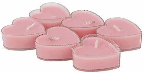 Acrylic Heart Pink Scented Tealight, Set of 6 Candle (Pink, Pack of 6)-image-7