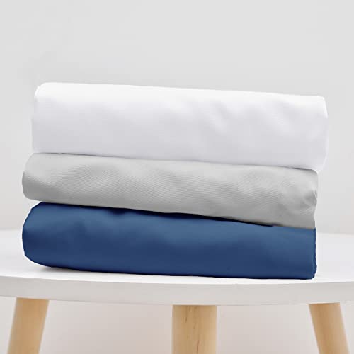 Image of David's Kids 3 Pack Bassinet Sheets, Ultra Soft Breathable Cradle Sheets for Boys Girls Neutral,Univeral Fit for Most Cradle and Bassinet Mattress, White & Light Grey & Navy Blue