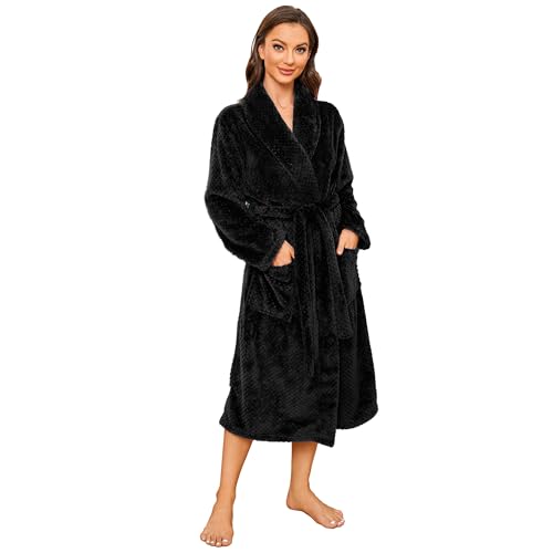 HEARTNICE Damen Fleece Bademantel Morgenmantel weich warm Bademantel Damen...