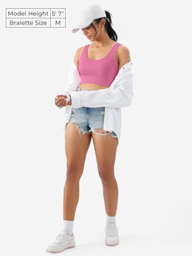 Image of The Souled Store Solids: Flamingo Pink Women and Girls Pull On Cotton Blend Bralette Top