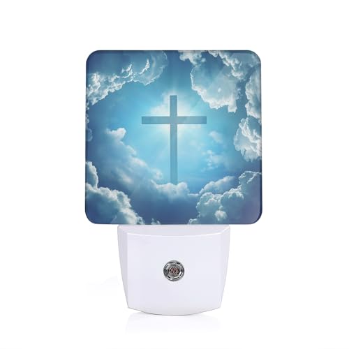 Image of Cross Heaven Night Light with Dusk to Dawn Light Sensors, Plug-in Wall Led Night Lights, Energy Efficient Lamp for Bedroom /Bathroom /Kitchen /Hallway /Stairs