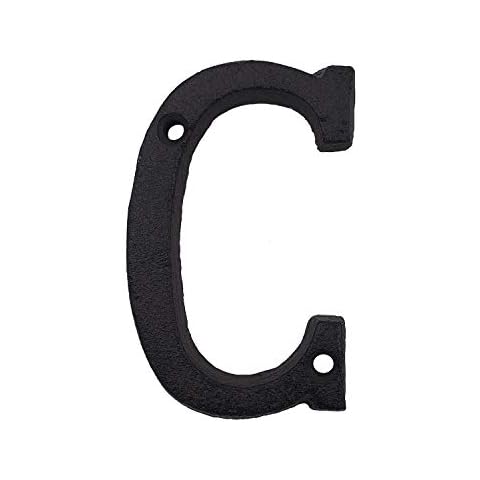 House Numbers- 3 Inch Solid Cast Iron Home Address Number or Mailbox Numbers, Letter C Cover