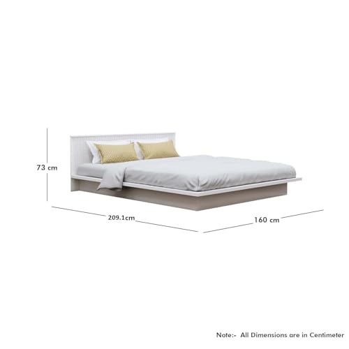 Image of Bniture Modern Low Height Queen Size Bed Without Storage | Engineered Wood Platform Bed Designer Headboard | Bed Queen Size Wooden Cot Double Bed for Bedroom 3 Year Warranty (Frosty White)