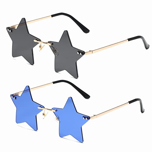 LASPOR Rimless Star shape Sunglasses for women/men Frameless Party glasses Super Cute Vintage Retro Pentagram Eyewears