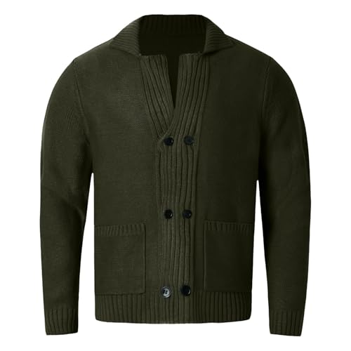 Cardigan punto hombre contra el frío invernal con ajuste delgado forro polar y bolsillos 2