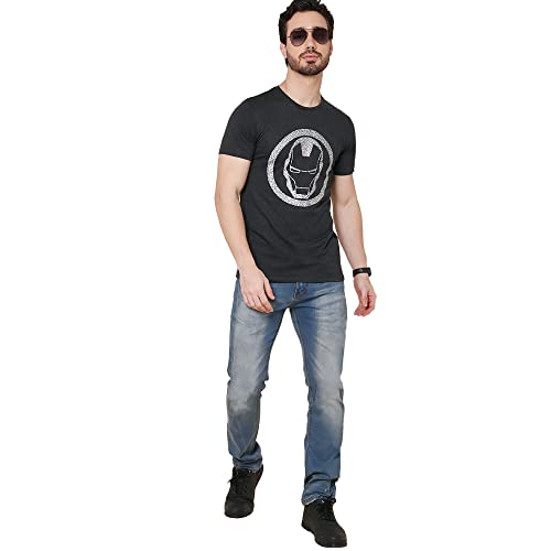 Image of Free Authority Iron Man Printed Regular Fit Grey Cotton Men's T-Shirt