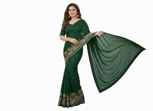Image of M /S Sarvdhya Enterprises Women's Premium Heavy Work Georgette Saree with Unstitched Blouse Piece