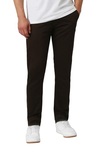 Image of Peter England Men's Super Slim Fit Stretchable Cotton Satin Casual Trousers | Office Sleek & Trendy Look