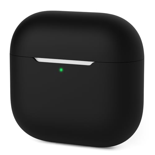 Mocarheri Funda Compatible con AirPods 4.ª Generación 2024, Protectora de Silicona para AirPods 4, Suave a Prueba de Golpes, LED Visible Frontal, Negro