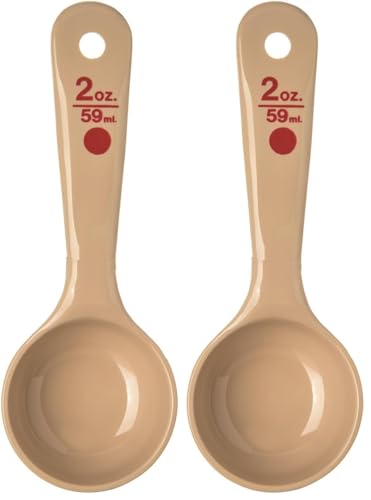 Carlisle FoodService Products Measure Miser Plastic Measuring Spoon with Short Handle, 2 Ounces, Beige, 1 Count (Pack of 2)