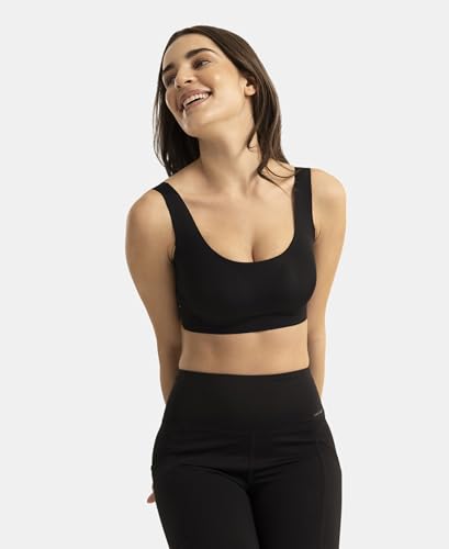 Image of Jockey 1840 Women Wirefree Padded Microfiber Elastane Full Coverage Bonded Tech Lounge Bra