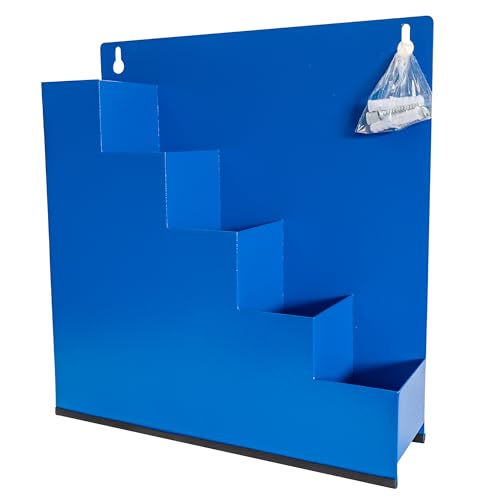 HORZEFIX Kabelbinder Ordnungsbox Wandhalter zur Wandbefestigung aus Metall in blau inklusive 2 Schrauben und 2 Dübel- idealer Ordnungshelfer