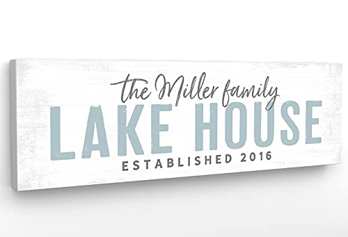 Pretty Perfect Studio Custom Lake House Sign, Personalized Family Lake Home Decor for Lake Life Living Room| 12" x 36" Ready-to-Hang Canvas Wall Art